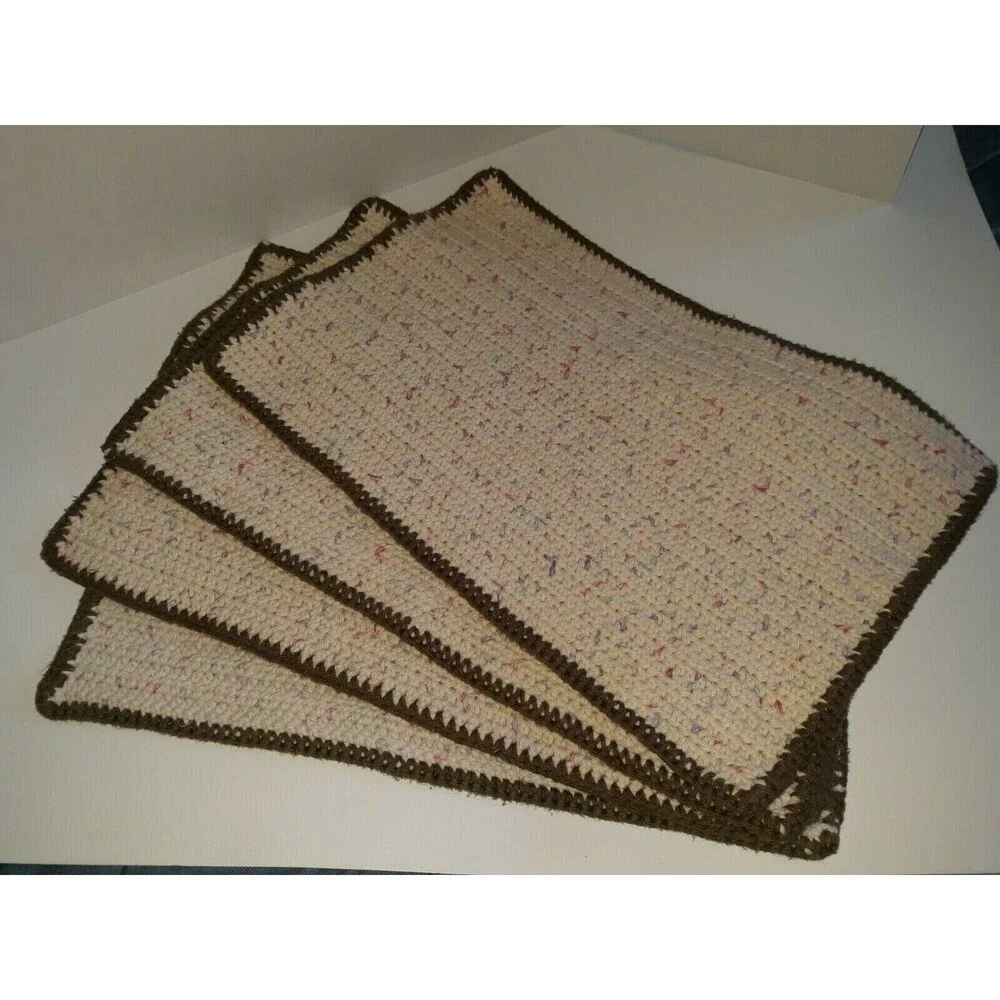 Set of 4 Handmade Rectangular Hand Crocheted Place Mats - 16×10